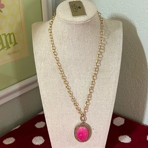 NWT Barse Gold Necklace With  Ovation Pink Jade Pendant #BJNK